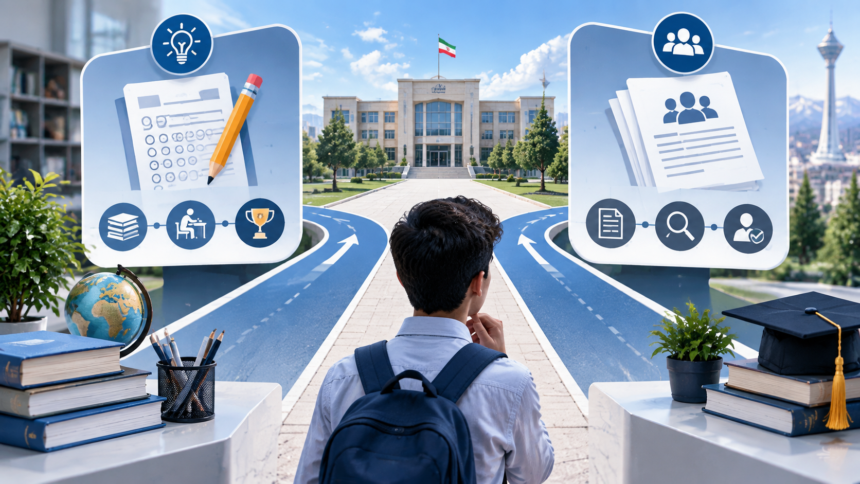 مقایسه مسیر آزمون اصلی و تکمیل ظرفیت